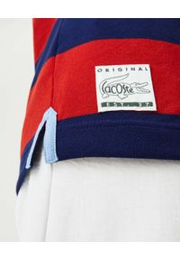 Lacoste - LACOSTE - Koszulka polo w paski z logo Regular Fit. Typ kołnierza: polo. Kolor: czerwony. Materiał: bawełna. Wzór: paski. Styl: klasyczny #4