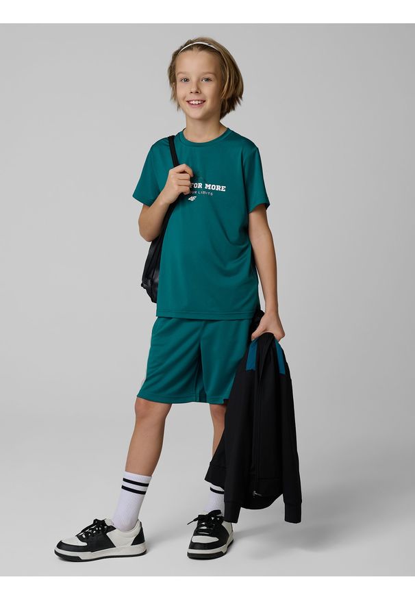 4f - 4F Koszulka sportowa szybkoschnąca chłopięca - turkusowa 122/128 (6-8 lat). Kolor: turkusowy. Sezon: lato