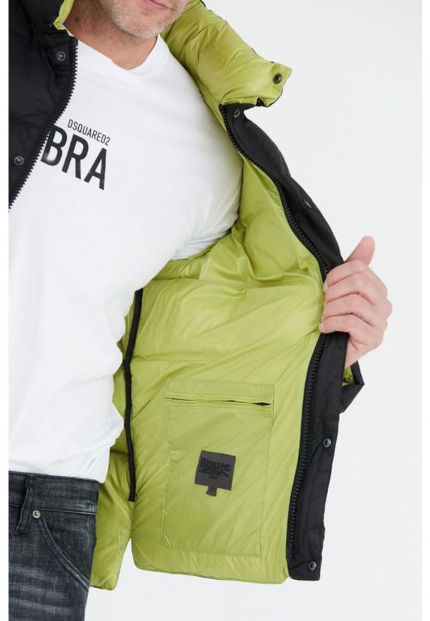 Blauer USA - BLAUER Czarna puchowa kurtka męska FLETCHER, Rozmiar XXL. Kolor: czarny. Materiał: puch