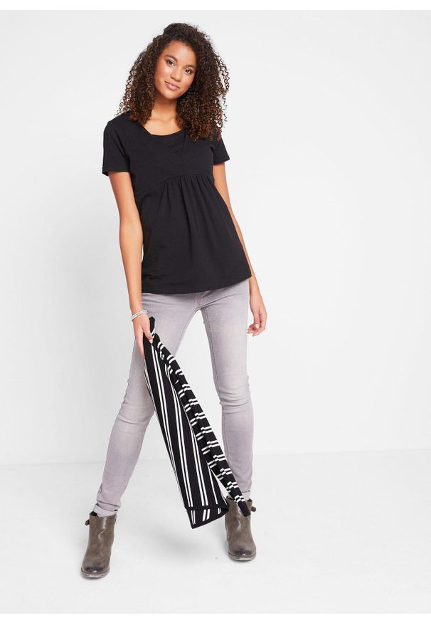 bonprix - T-shirt ciążowy i do karmienia, 2 w 1 (2 szt.). Kolekcja: moda ciążowa. Kolor: czarny. Materiał: jersey