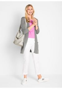 bonprix - Długi sweter dzianinowy bez zapięcia, długi rękaw. Kolor: szary. Materiał: dzianina. Długość rękawa: długi rękaw. Długość: długie #2