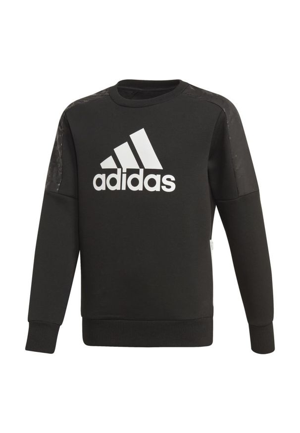 Adidas - Bluza dziecięca adidas Crew czarna ED6395 - 128. Kolor: czarny. Materiał: materiał, poliester, bawełna. Wzór: nadruk. Styl: młodzieżowy, sportowy