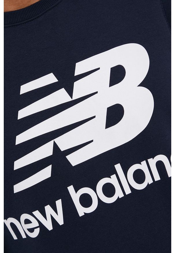 New Balance bluza MT03560ECL męska kolor granatowy z nadrukiem. Kolor: niebieski. Materiał: bawełna, dzianina. Wzór: nadruk