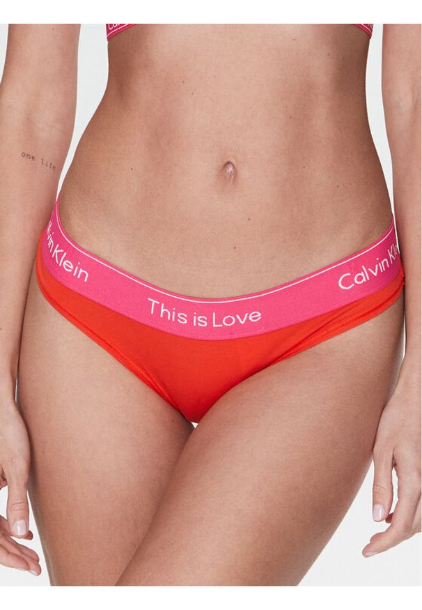 Calvin Klein Underwear Stringi 000QF7283E Pomarańczowy. Kolor: pomarańczowy. Materiał: lyocell