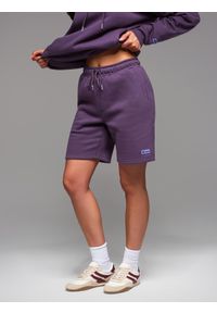 Ombre Clothing - Dresowe szorty unisex ze ściągaczem w pasie – fioletowe V13 - Rozmiar: XS/S. Kolor: fioletowy. Materiał: dresówka. Wzór: aplikacja. Styl: sportowy #7