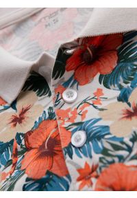 Ombre Clothing - Koszulka polo bawełniana z nadrukiem w kwiaty – biała V1 OM-POSS-0149 - XXL. Okazja: na co dzień. Typ kołnierza: polo. Kolor: biały. Materiał: bawełna. Wzór: kwiaty, nadruk. Sezon: lato. Styl: wakacyjny, elegancki, casual #8