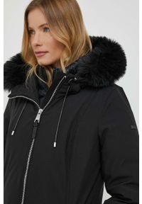 DKNY - Dkny kurtka damska kolor czarny przejściowa. Kolor: czarny. Materiał: polar, futro, włókno #5