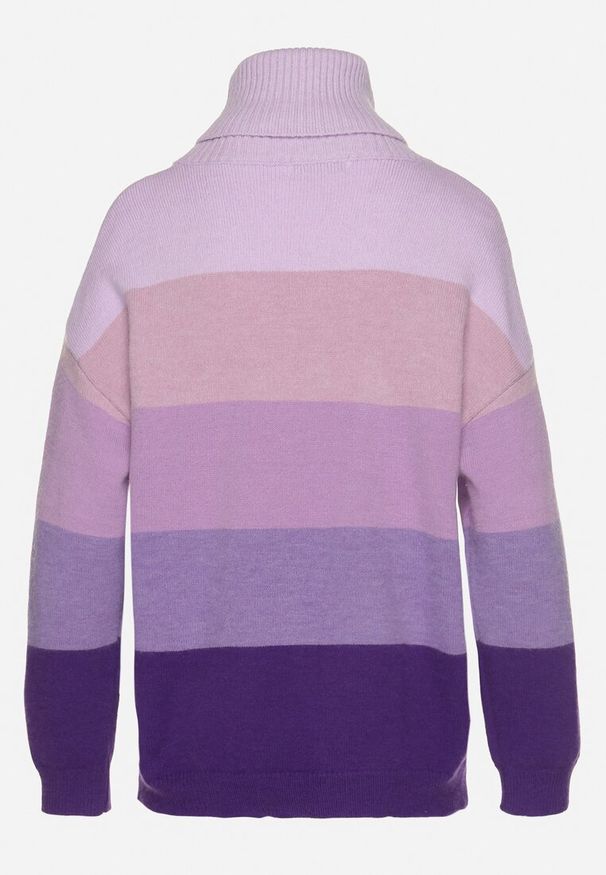 Born2be - Fioletowy Golf Klasyczny Zimowy Sweter z Kaszmirem Aziena. Okazja: na co dzień. Typ kołnierza: golf. Kolor: fioletowy. Materiał: kaszmir. Długość rękawa: długi rękaw. Długość: długie. Sezon: zima. Styl: klasyczny