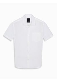 Ombre Clothing - Męska koszula z lnu i bawełny z krótkim rękawem i kieszonką – złamana biel V1 OM-SHSS-0167 - XXL. Materiał: bawełna, len. Długość rękawa: krótki rękaw. Długość: krótkie. Sezon: lato #7