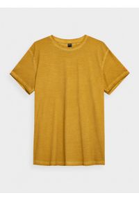 outhorn - T-shirt gładki męski - żółty. Kolor: żółty. Materiał: materiał, bawełna, jersey. Wzór: gładki. Styl: sportowy #1