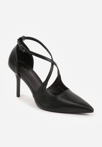 Renee - Czarne Szpilki VICES z Paseczkami w Kształcie Litery X Alethise. Nosek buta: szpiczasty. Zapięcie: pasek. Kolor: czarny. Wzór: paski. Obcas: na szpilce. Styl: elegancki, glamour. Wysokość obcasa: średni #8