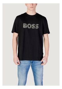 BOSS T-Shirt Te_Logotexture 50534923 Czarny Regular Fit. Kolor: czarny. Materiał: bawełna