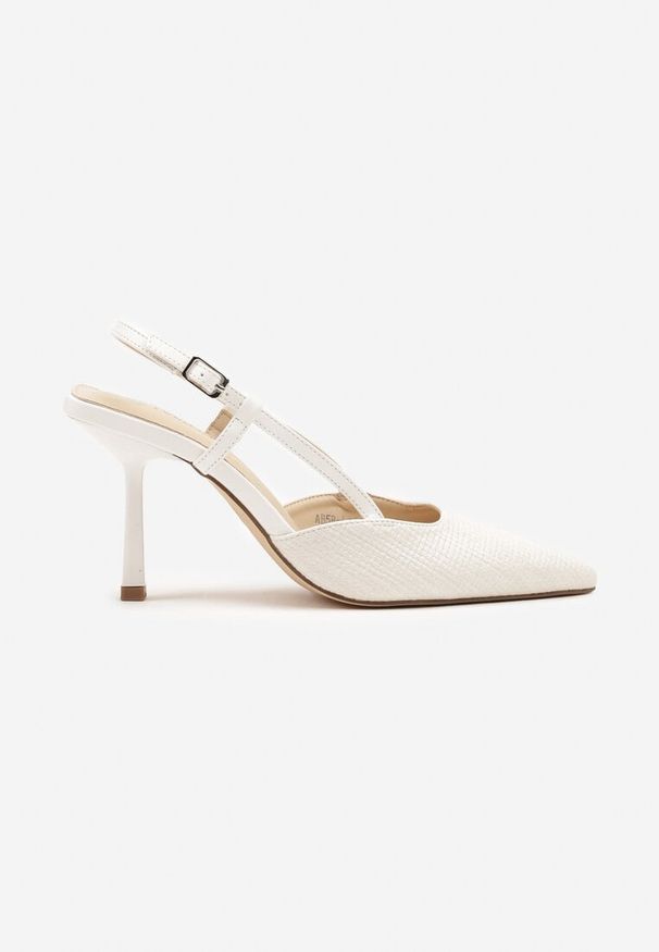 Born2be - Białe Sandały na Szpilce z Odkrytą Piętą Leamiar. Okazja: na co dzień. Nosek buta: szpiczasty. Zapięcie: sprzączka. Kolor: biały. Obcas: na szpilce. Styl: casual. Wysokość obcasa: wysoki