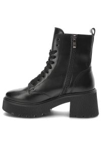 Czarne Botki Armodo Damskie Buty Na Obcasie. Kolor: czarny. Materiał: skóra, materiał. Obcas: na obcasie. Styl: elegancki. Wysokość obcasa: średni #3