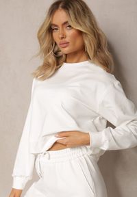 Renee - Biała Oversize Bluza z Bawełny o Krótkim Fasonie Sibolla. Kolor: biały. Materiał: bawełna. Długość: krótkie