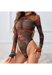 Intica - Body z długim rękawem eleganckie dopasowane Saito. Kolor: wielokolorowy. Materiał: materiał. Długość: długie #9