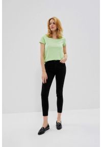 MOODO - Jeansy skinny medium waist czarne. Kolor: czarny. Długość: długie. Wzór: gładki