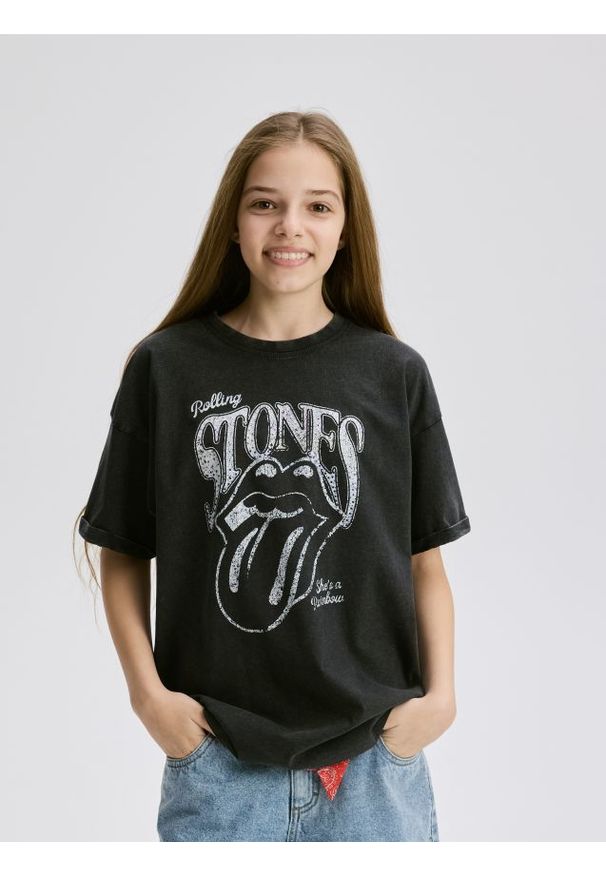 Reserved - T-shirt The Rolling Stones - ciemnoszary. Kolor: szary. Materiał: bawełna