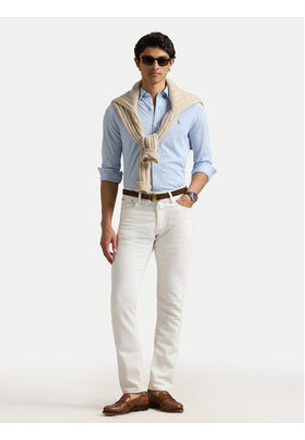 Polo Ralph Lauren Koszula 710932545013 Błękitny Slim Fit. Typ kołnierza: polo. Kolor: niebieski. Materiał: bawełna