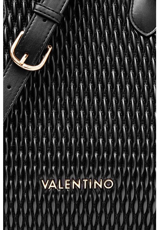 Valentino by Mario Valentino - VALENTINO Czarna shopperka damska Frequency Re Shopping. Kolor: czarny. Materiał: skórzane