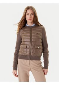 TOMMY HILFIGER - Tommy Hilfiger Kurtka bomber WW0WW46741 Brązowy Regular Fit. Kolor: brązowy. Materiał: syntetyk