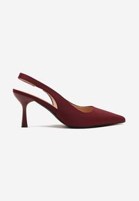 Renee - Bordowe Sandały na Szpilce Typu Slingback Melovelle. Okazja: na co dzień. Kolor: czerwony. Materiał: jeans. Obcas: na szpilce. Styl: elegancki, casual #3