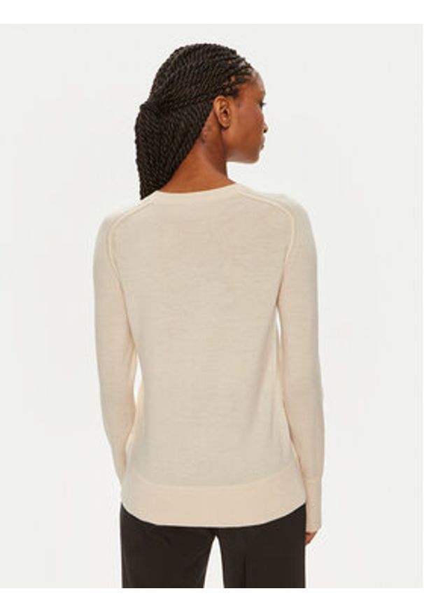 Calvin Klein Sweter K20K207575 Beżowy Regular Fit. Kolor: beżowy. Materiał: wełna