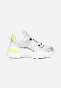 Born2be - Biało-Żółte Sneakersy Whitfal. Kolor: biały. Materiał: materiał. Szerokość cholewki: normalna. Wzór: aplikacja #5