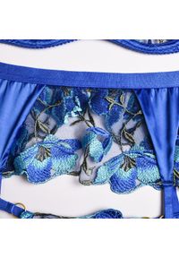 Intica - Komplet bielizny z koronką i kwiatowym wzorem Walda. Kolor: niebieski. Materiał: koronka. Wzór: kwiaty, koronka #4