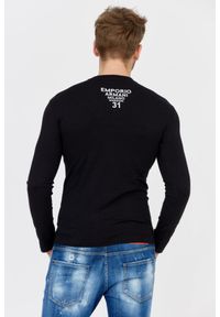 Emporio Armani - EMPORIO ARMANI Czarny longsleeve męski z logo. Kolor: czarny. Materiał: prążkowany. Długość rękawa: długi rękaw. Wzór: nadruk #3