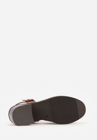 Renee - Brązowe Sandały na Słupku Ozdobione Wycięciami Rharlan. Zapięcie: sprzączka. Kolor: brązowy. Wzór: aplikacja. Sezon: lato. Obcas: na słupku. Styl: elegancki. Wysokość obcasa: średni #3