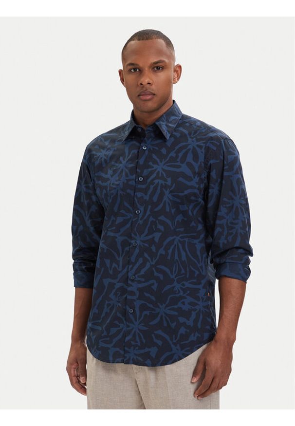 BOSS Koszula Ricoplus 50561608 Granatowy Regular Fit. Kolor: niebieski. Materiał: bawełna