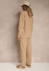 Renee - Ciemnobeżowy Bawełniany Komplet Dresowy z Ociepleniem Spodnie i Bluza z Suwakiem Mistilia. Kolor: beżowy. Materiał: dresówka, bawełna. Sport: turystyka piesza #5