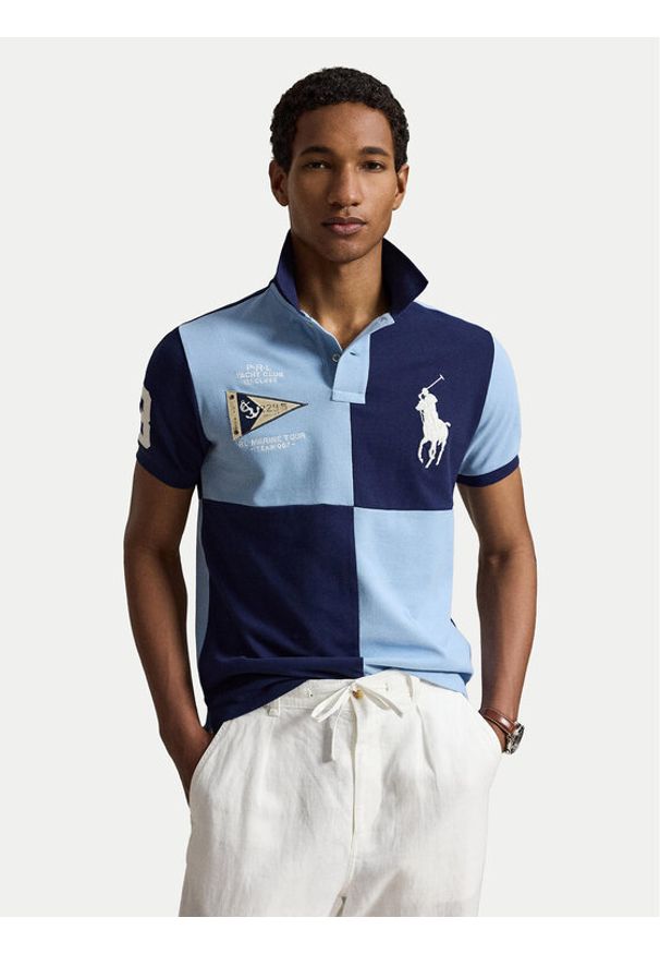 Polo Ralph Lauren Polo 710B21927001 Granatowy Custom Slim Fit. Typ kołnierza: polo. Kolor: niebieski. Materiał: bawełna