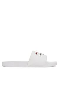 TOMMY HILFIGER - Tommy Hilfiger Klapki Flags Pool Slide FM0FM05431 Biały. Kolor: biały. Materiał: skóra