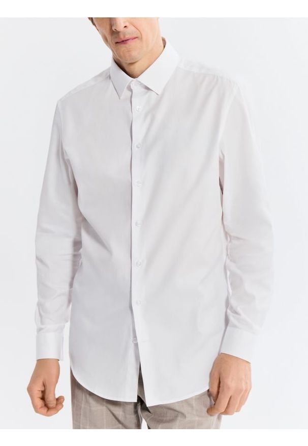 Reserved - Bawełniana koszula regular fit - biały. Kolor: biały. Materiał: bawełna