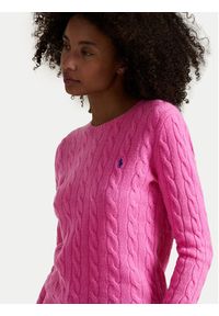 Polo Ralph Lauren Sweter 211971865008 Różowy Slim Fit. Typ kołnierza: polo. Kolor: różowy. Materiał: wełna