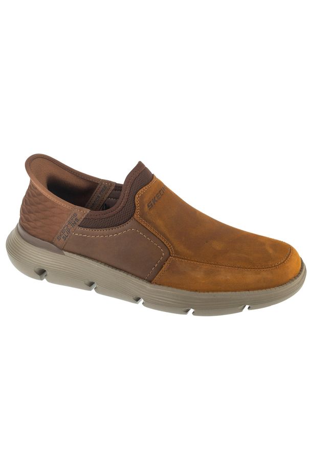 skechers - Buty do chodzenia męskie, Slip-Ins: Garza - Dorado. Kolor: brązowy. Sport: turystyka piesza