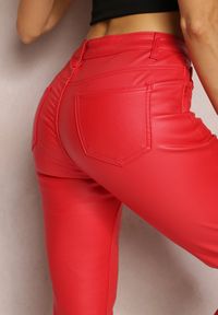 Renee - Czerwone Spodnie Skinny z Ekoskóry Zejomi. Stan: podwyższony. Kolor: czerwony. Materiał: skóra ekologiczna