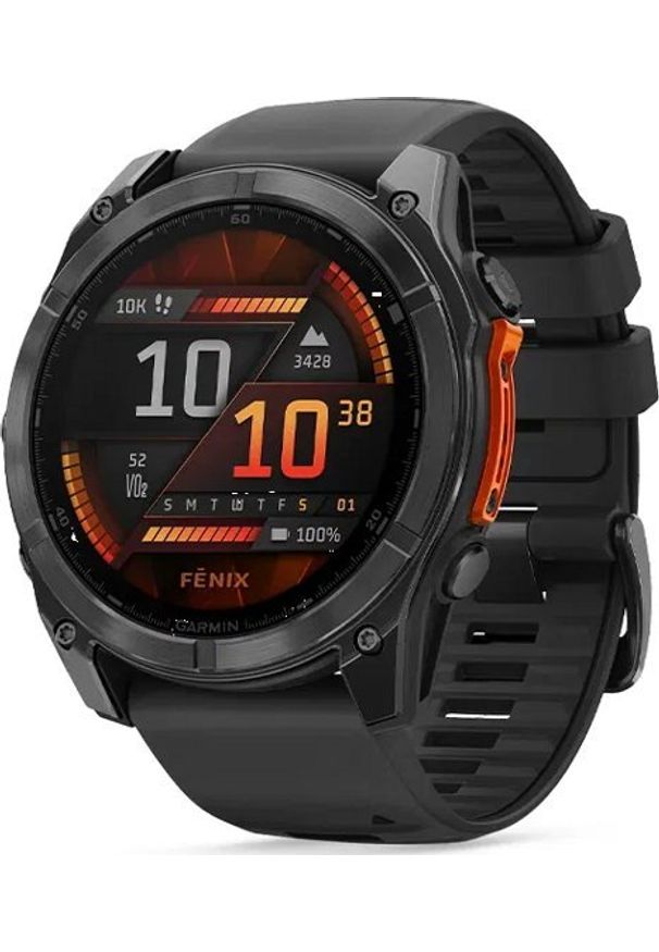 GARMIN - Zegarek sportowy Garmin Garmin Fenix 8 51mm Slate Gray z Czarnym Paskiem. Kolor: czarny. Styl: sportowy