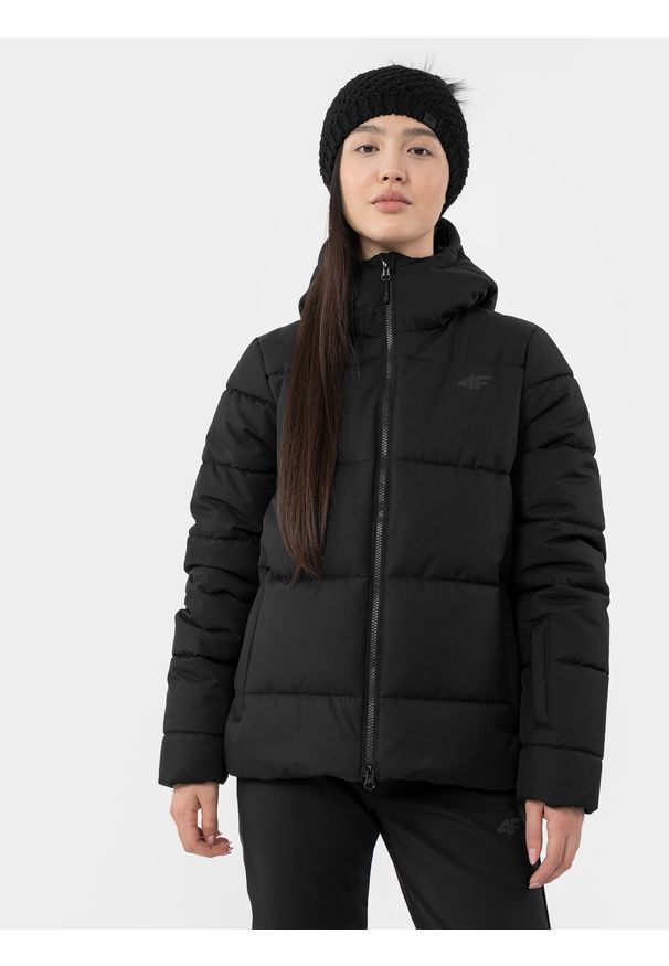 4f - Kurtka narciarska membrana 5 000 damska. Kolor: czarny. Materiał: dzianina, materiał, syntetyk. Sezon: zima. Sport: narciarstwo