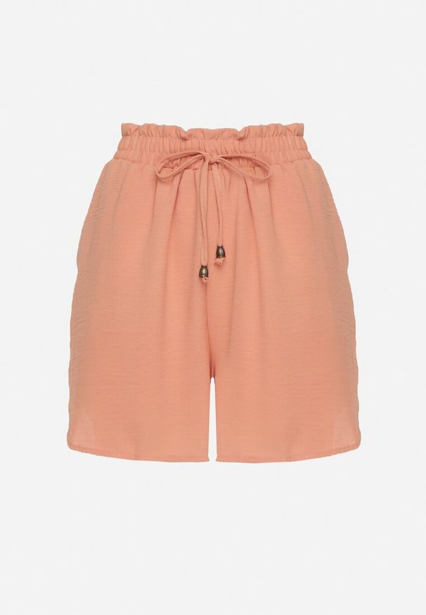 Born2be - Pomarańczowe Luźne Szorty z Wysokim Stanem Mevindrae. Okazja: na co dzień. Stan: podwyższony. Kolor: pomarańczowy. Styl: casual, elegancki, klasyczny