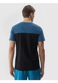 4f - 4F T-shirt z nadrukiem męski - niebieski M. Okazja: na co dzień. Kolor: niebieski. Materiał: dzianina, bawełna, jersey. Długość rękawa: krótki rękaw. Długość: krótkie. Wzór: nadruk. Styl: klasyczny, sportowy, casual