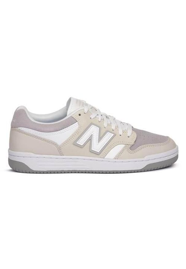 Buty do chodzenia damskie New Balance BB480LGW. Kolor: beżowy. Materiał: skóra. Szerokość cholewki: normalna. Sport: turystyka piesza