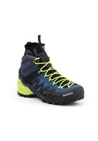 Buty trekkingowe męskie Salewa MS Wildfire Edge Mid Gtx. Wysokość cholewki: za kostkę. Zapięcie: sznurówki. Kolor: czarny, zielony, wielokolorowy, niebieski. Materiał: materiał, syntetyk. Szerokość cholewki: normalna