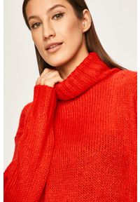 ANSWEAR - Answear - Sweter. Typ kołnierza: golf. Kolor: czerwony. Materiał: dzianina, akryl. Wzór: gładki #6
