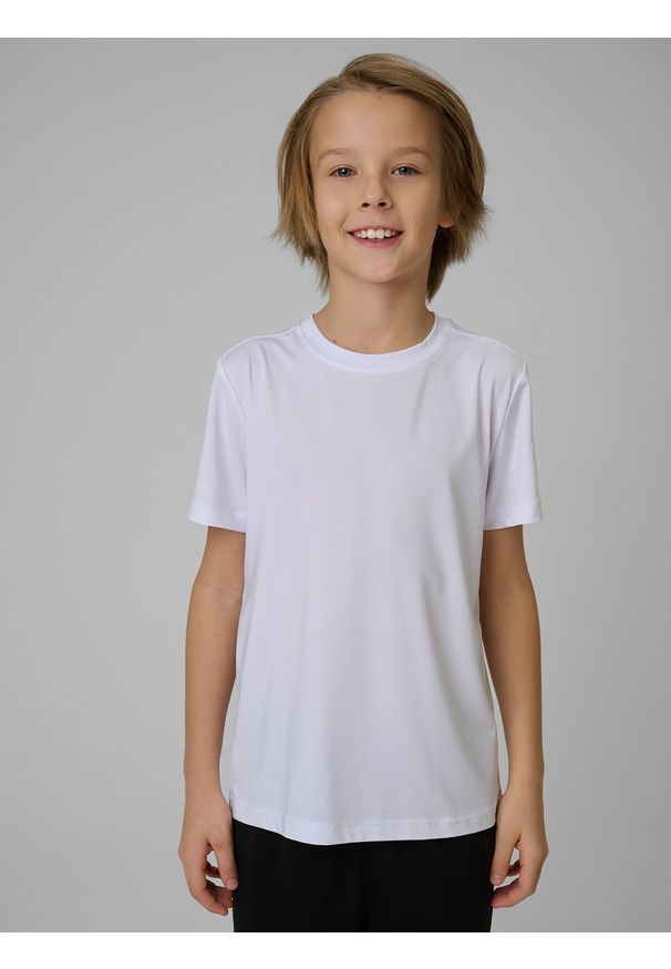 4f - 4F Koszulka sportowa szybkoschnąca chłopięca - biała 146/152 (10-12 lat). Kolor: biały. Sezon: lato