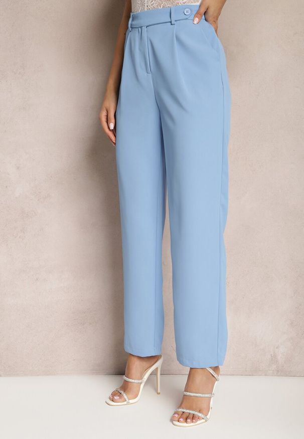 Renee - Niebieskie Spodnie o Klasycznym Fasonie z Kieszeniami Dracaisa. Kolor: niebieski. Styl: klasyczny