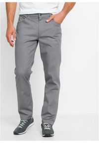 bonprix - Spodnie ocieplane ze stretchem Regular Fit Straight. Stan: podwyższony. Kolor: szary #1