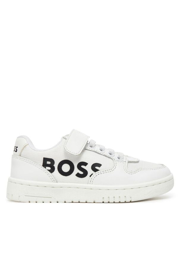 BOSS Sneakersy J51644 E Biały. Kolor: biały. Materiał: skóra